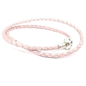 PANDORA braided leather bracelet in dusty pink
